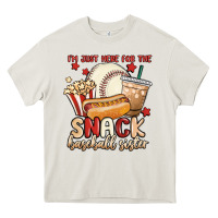 Cream i'm just here for the snack baseball sister Heavy Core Tee - MaliasSmallBusiness
