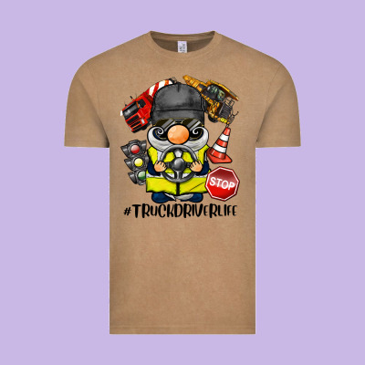 Truck Driver Life Gnome Vintage Tee Designed By Barkaloodesign
