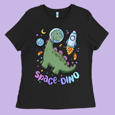 Space Dino Ladies Tee Designed By Maliassmallbusiness