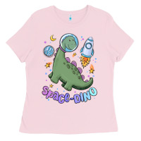 Bubblegum Pink space dino Ladies Tee - MaliasSmallBusiness