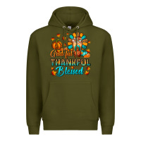 Army Green Grateful Thankful Blessed Thanksgiving Cold Drink Premium Hoodie - FaDigitalArtStudio