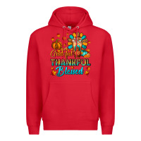 Red Grateful Thankful Blessed Thanksgiving Cold Drink Premium Hoodie - FaDigitalArtStudio