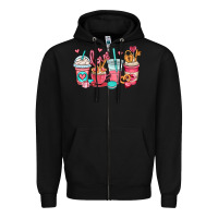Black valentines day coffee cups (1) Zipper Hoodie - OliviaCreatesArt