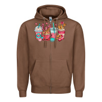 Chestnut valentines day coffee cups (1) Zipper Hoodie - OliviaCreatesArt