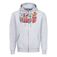 Heather Grey valentines day coffee cups (1) Zipper Hoodie - OliviaCreatesArt