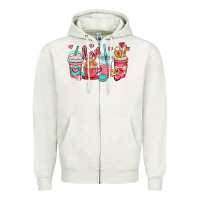 Oatmeal Heather valentines day coffee cups (1) Zipper Hoodie - OliviaCreatesArt