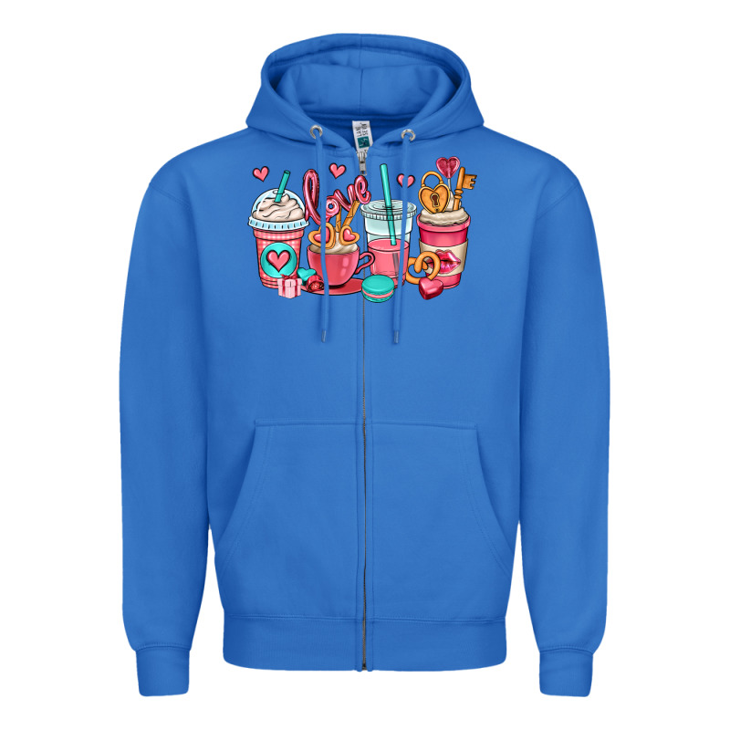 Valentines Day Coffee Cups (1) Zipper Hoodie by OliviaCreatesArt | Teevron