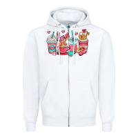 White valentines day coffee cups (1) Zipper Hoodie - OliviaCreatesArt