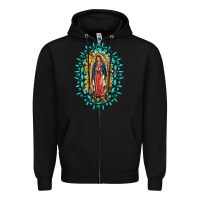 Black Our Lady Of Guadalupe Gemstone Sunflowers Zipper Hoodie - FaDigitalArtStudio