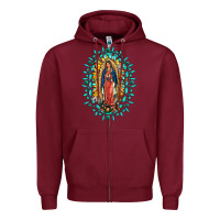 Burgundy Our Lady Of Guadalupe Gemstone Sunflowers Zipper Hoodie - FaDigitalArtStudio