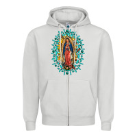 Dove Grey Our Lady Of Guadalupe Gemstone Sunflowers Zipper Hoodie - FaDigitalArtStudio