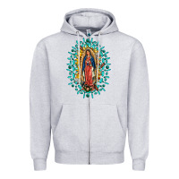 Heather Grey Our Lady Of Guadalupe Gemstone Sunflowers Zipper Hoodie - FaDigitalArtStudio