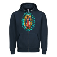 Navy Our Lady Of Guadalupe Gemstone Sunflowers Zipper Hoodie - FaDigitalArtStudio