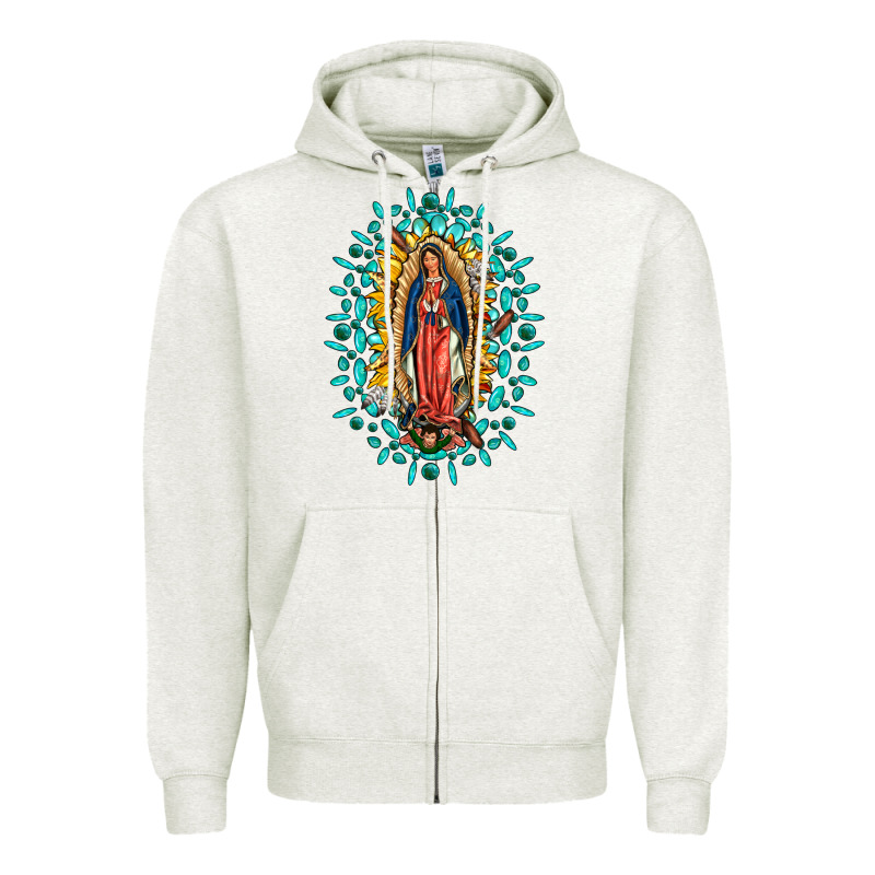Our Lady Of Guadalupe Gemstone Sunflowers Zipper Hoodie by FaDigitalArtStudio | Teevron