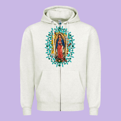 Our Lady Of Guadalupe Gemstone Sunflowers Zipper Hoodie Designed By Fadigitalartstudio