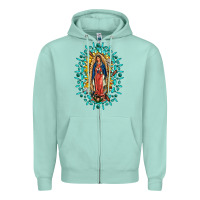 Seafoam Our Lady Of Guadalupe Gemstone Sunflowers Zipper Hoodie - FaDigitalArtStudio