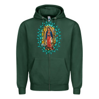 Sports Green Our Lady Of Guadalupe Gemstone Sunflowers Zipper Hoodie - FaDigitalArtStudio