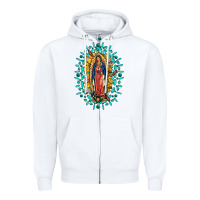 White Our Lady Of Guadalupe Gemstone Sunflowers Zipper Hoodie - FaDigitalArtStudio