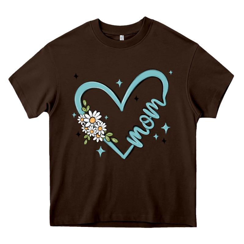 Mom With Heart And Flowers Heavy Core Tee by MaliasSmallBusiness | Teevron