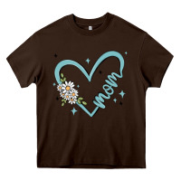 Chocolate Brown mom with heart and flowers Heavy Core Tee - MaliasSmallBusiness