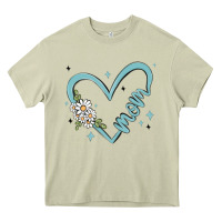 Mossy mom with heart and flowers Heavy Core Tee - MaliasSmallBusiness