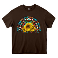 Chocolate Brown western sunflowers aztec leopard serape  rainbows Heavy Core Tee - AdoDesignShop