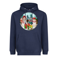 Navy Christmas snowman Heavyweight Hoodie - FaDigitalArtStudio