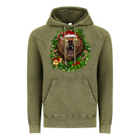 Vintage Olive christmas bear  wreath Vintage Hoodie - BarkalooDesign