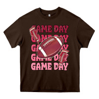 Chocolate Brown game day football Heavy Core Tee - MaliasSmallBusiness