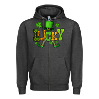Charcoal Heather St. Patrick's lucky leprechaun Zipper Hoodie - OliviaCreatesArt