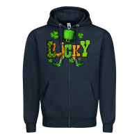 Navy St. Patrick's lucky leprechaun Zipper Hoodie - OliviaCreatesArt