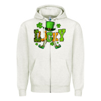 Oatmeal Heather St. Patrick's lucky leprechaun Zipper Hoodie - OliviaCreatesArt