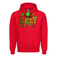 Red St. Patrick's lucky leprechaun Zipper Hoodie - OliviaCreatesArt