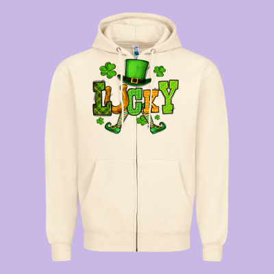 St. Patrick's Lucky Leprechaun Zipper Hoodie Designed By Oliviacreatesart