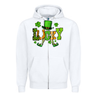 White St. Patrick's lucky leprechaun Zipper Hoodie - OliviaCreatesArt