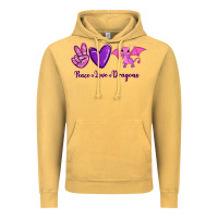 Vintage Mustard Peace Love Dragons Vintage Hoodie - RanaPortraitStore