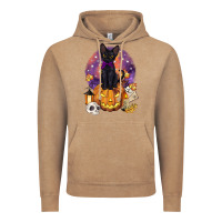 Vintage Coffee halloween black cat pumpkin Vintage Hoodie - BarkalooDesign