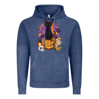 Vintage Denim halloween black cat pumpkin Vintage Hoodie - BarkalooDesign