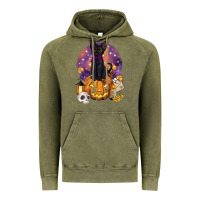 Vintage Olive halloween black cat pumpkin Vintage Hoodie - BarkalooDesign