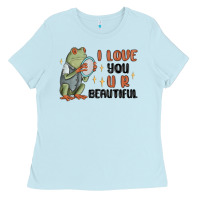 Baby Blue i love you u r beautiful frog Ladies Tee - MaliasSmallBusiness