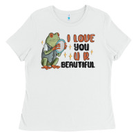 White i love you u r beautiful frog Ladies Tee - MaliasSmallBusiness