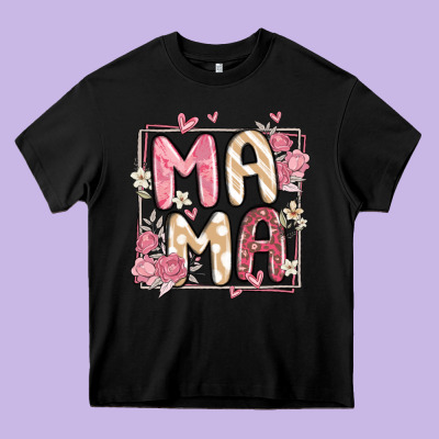 Floral Mama Heavy Core Tee Designed By Maliassmallbusiness