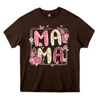 Chocolate Brown floral mama Heavy Core Tee - MaliasSmallBusiness