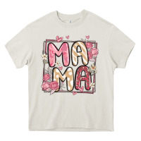 Cream floral mama Heavy Core Tee - MaliasSmallBusiness