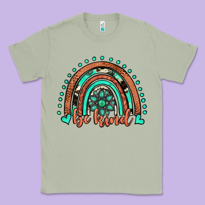Be Kind Western Turquoise Rainbow Classic Tee Designed By Jahusdesignshop
