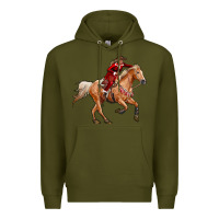 Army Green Western Christmas Cowgirl On The Horse Premium Hoodie - RanaPortraitStore