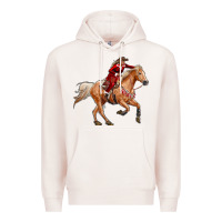 Pale Pink Western Christmas Cowgirl On The Horse Premium Hoodie - RanaPortraitStore