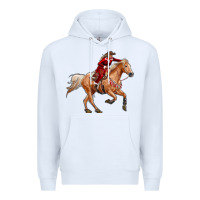 White Western Christmas Cowgirl On The Horse Premium Hoodie - RanaPortraitStore