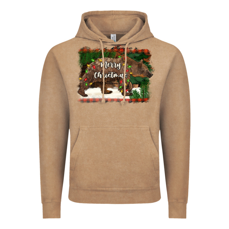 Merry Christmas Bear Vintage Hoodie by BarkalooDesign | Teevron