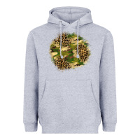 Heather Grey camouflage and leopard patch  2 Heavyweight Hoodie - BundleAndBundleShop